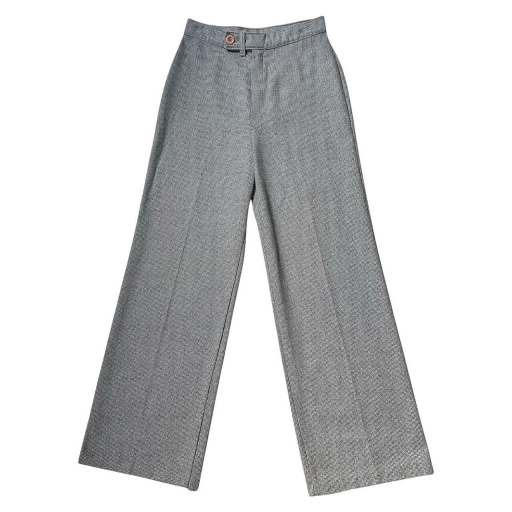 70s vintage highwaisted wide leg trousers wool blend grey Plum Tree flare.